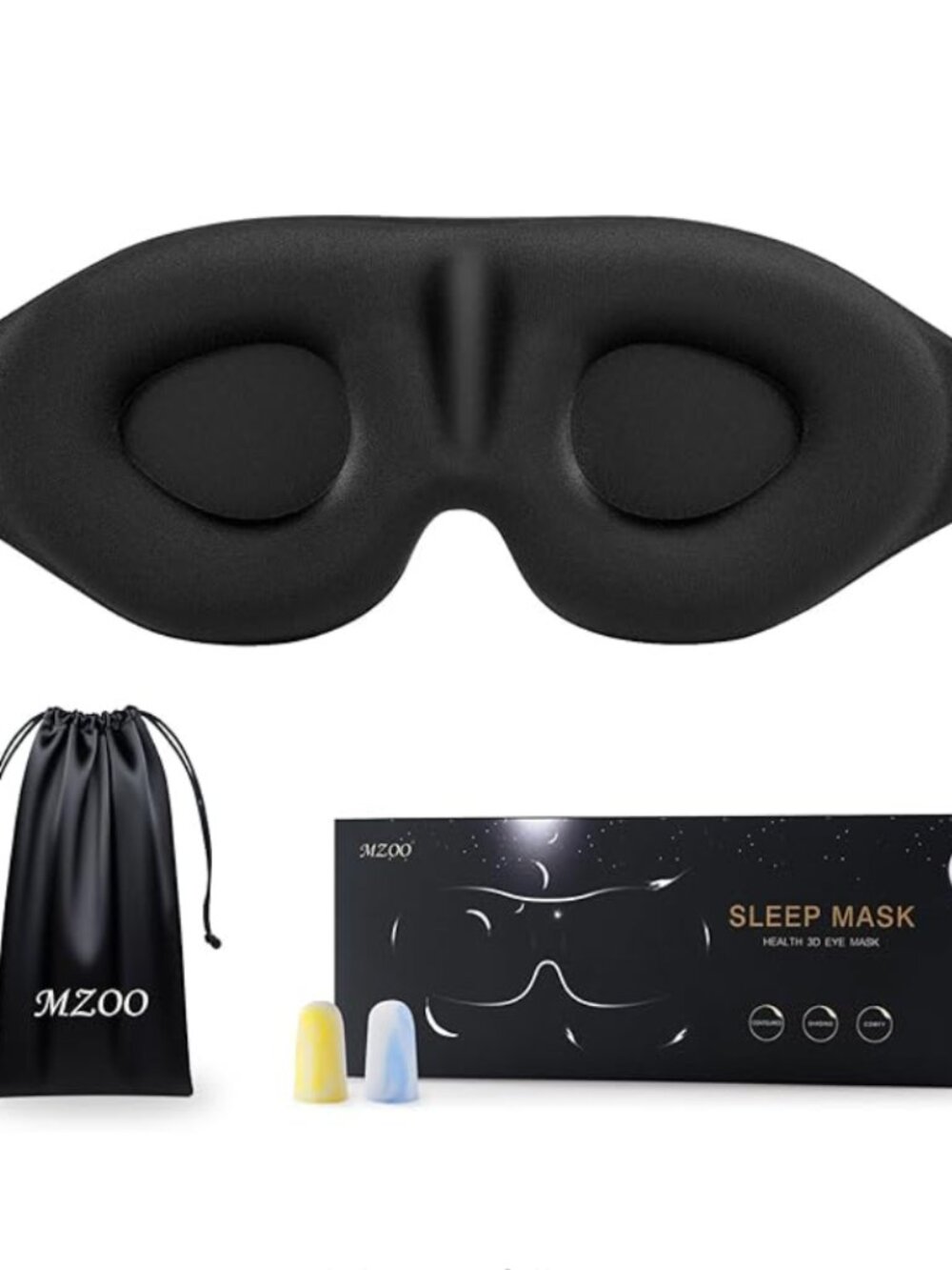 Luxury Sleep Eye Mask NIB Black Travel Sleep Aid Light Blocker Accessory